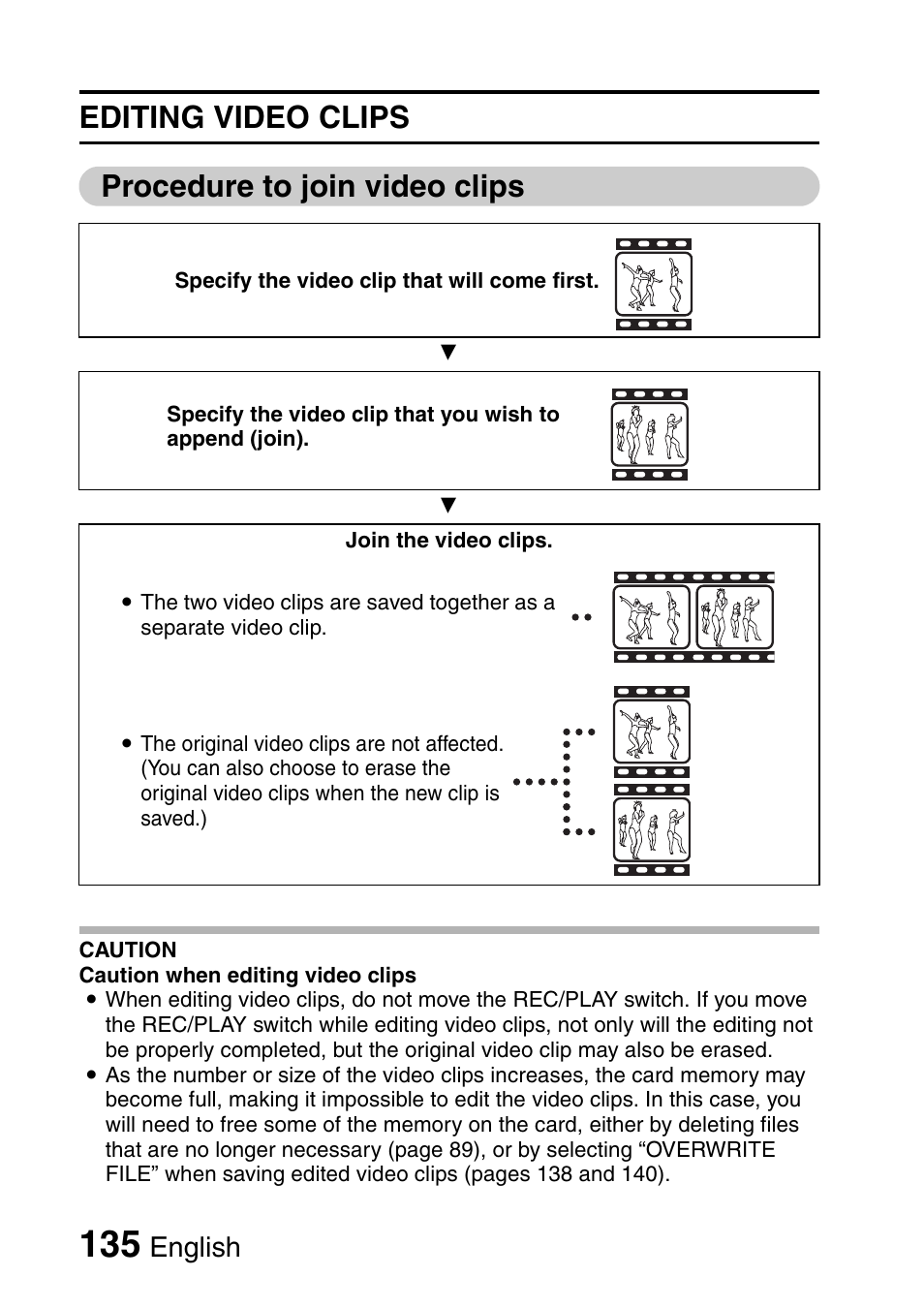 Editing video clips procedure to join video clips, English | Sanyo VPC-HD1000 User Manual | Page 150 / 243