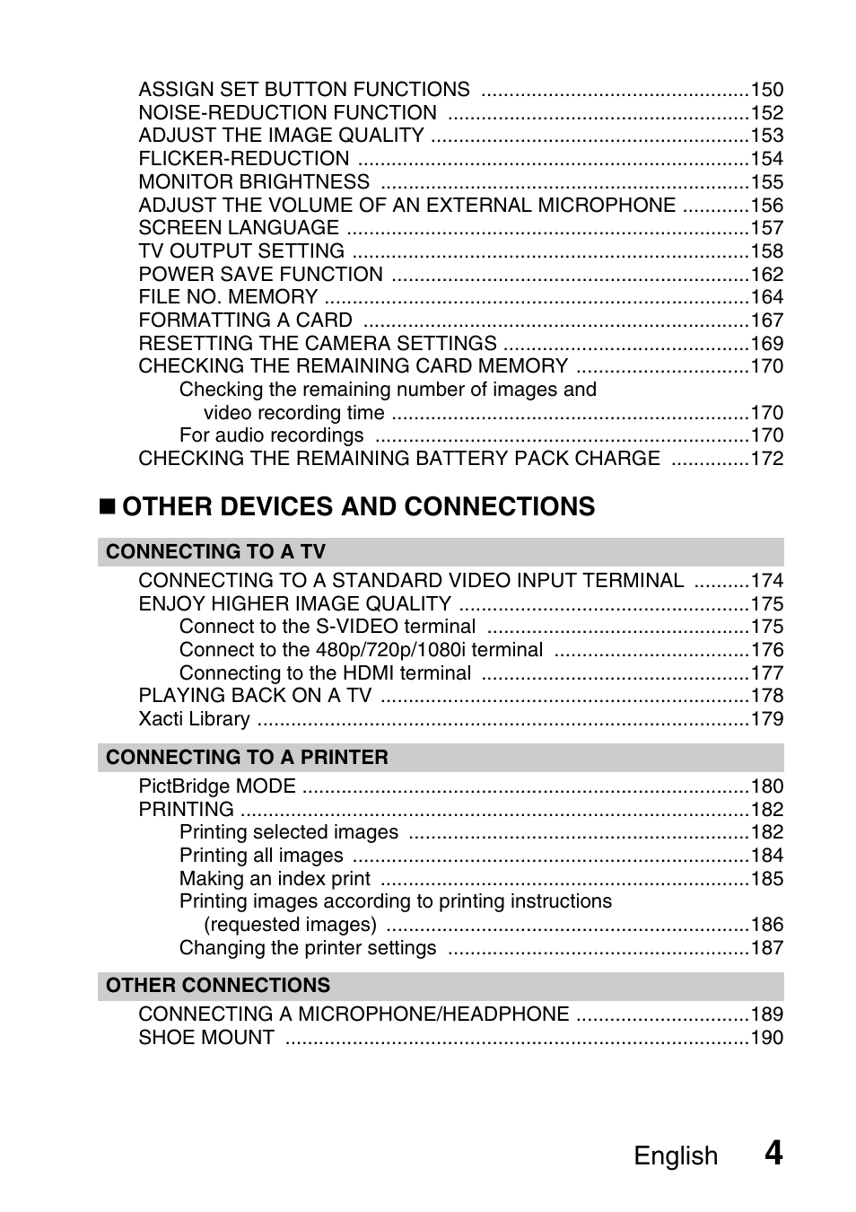 English, Other devices and connections | Sanyo VPC-HD1000 User Manual | Page 19 / 243