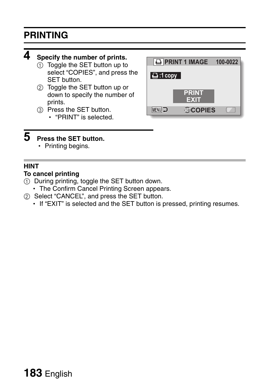 Printing, English | Sanyo VPC-HD1000 User Manual | Page 198 / 243