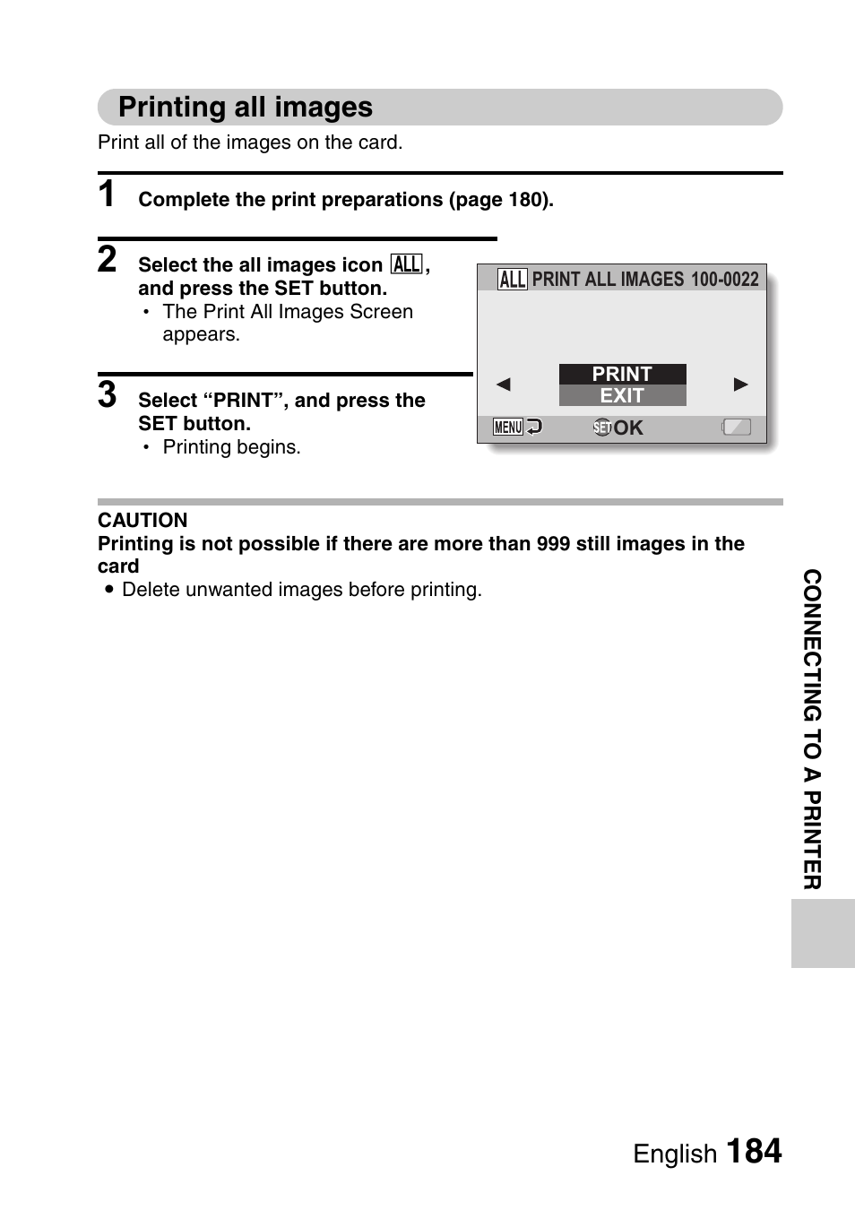 Printing all images | Sanyo VPC-HD1000 User Manual | Page 199 / 243