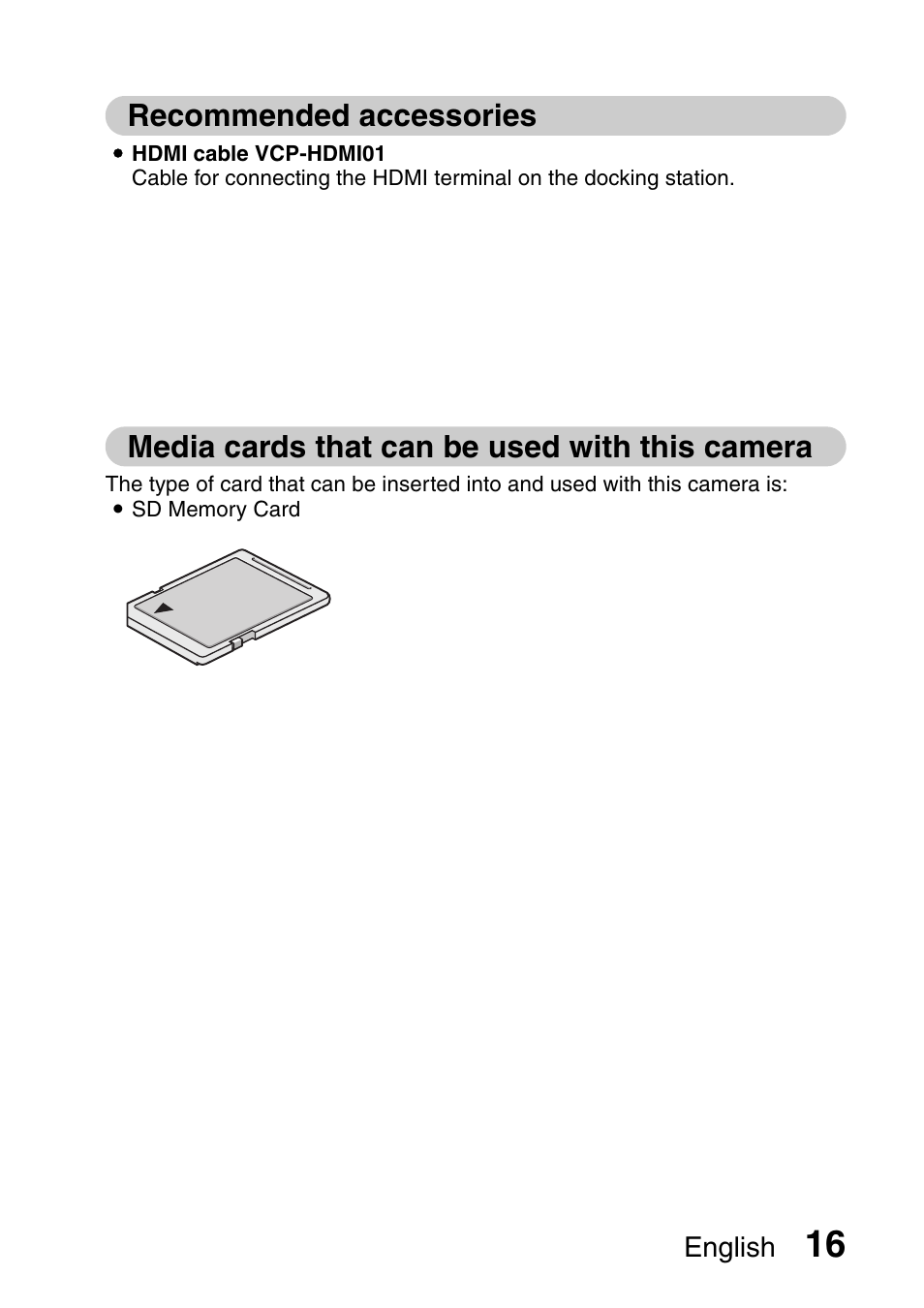 Recommended accessories, Media cards that can be used with this camera | Sanyo VPC-HD1000 User Manual | Page 31 / 243