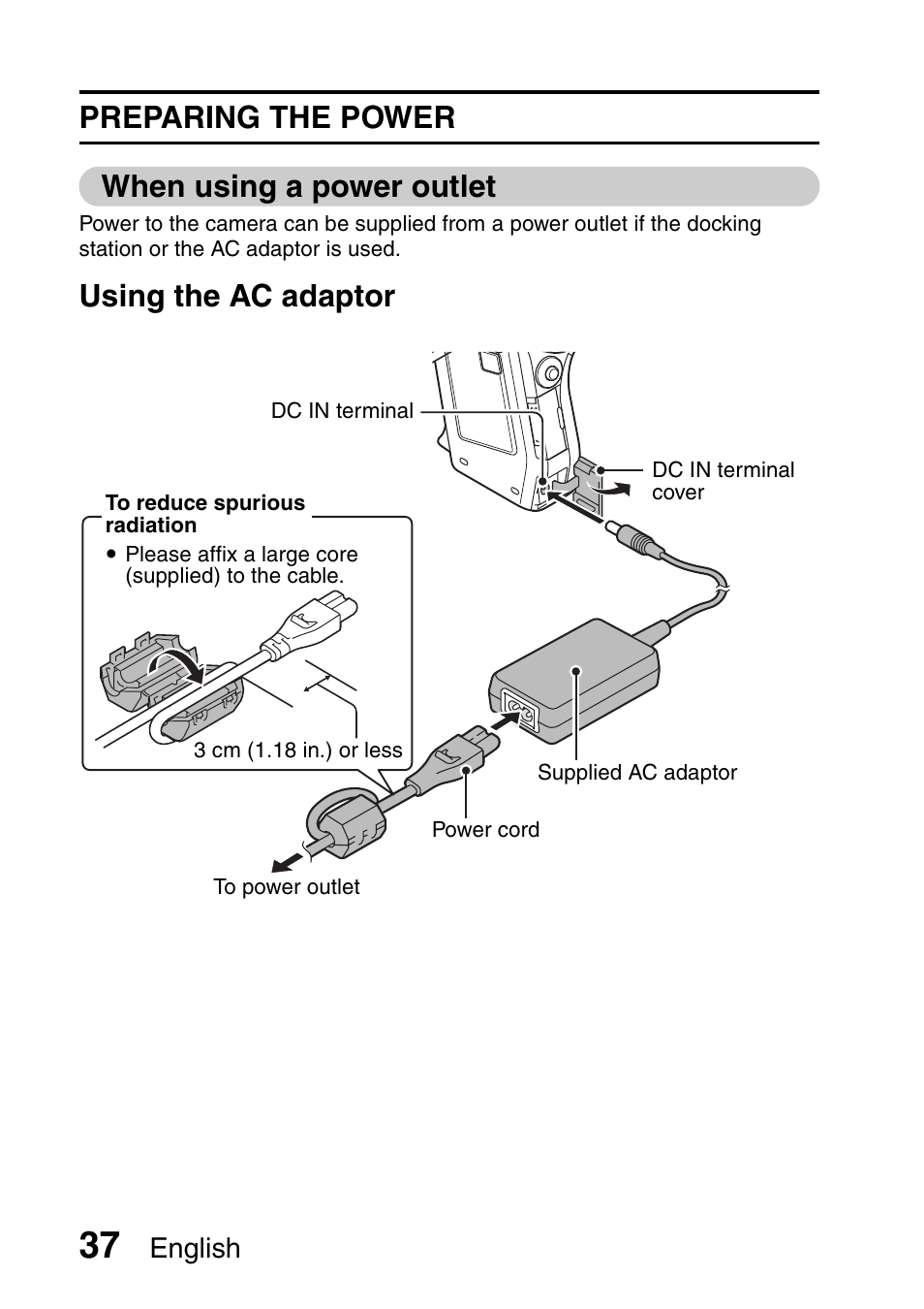 Preparing the power when using a power outlet, Using the ac adaptor, English | Sanyo VPC-HD1000 User Manual | Page 52 / 243