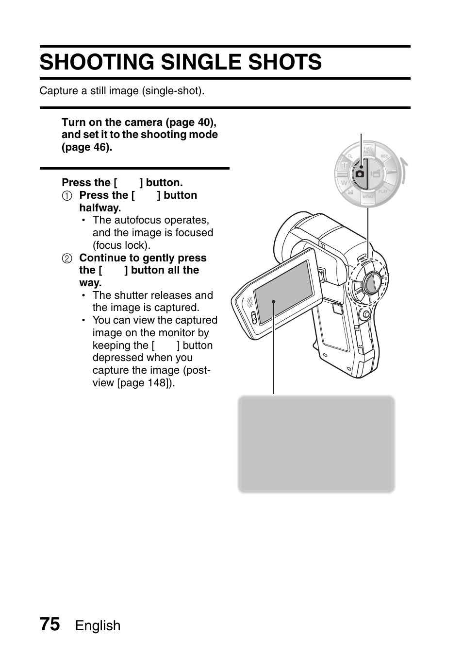 Shooting single shots | Sanyo VPC-HD1000 User Manual | Page 90 / 243