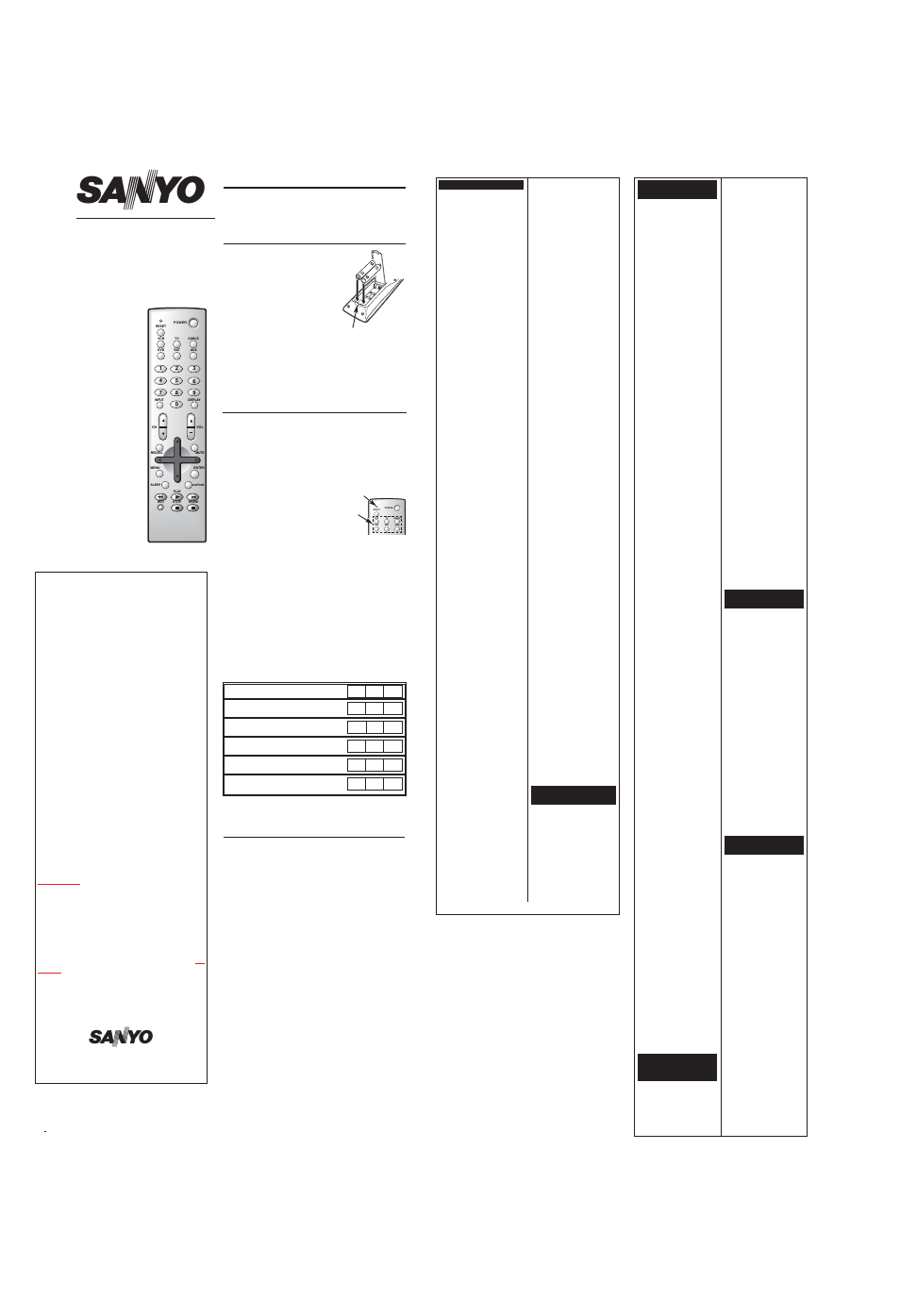 Model rmt-u340, Function multimedia remote control owner’s manual | Sanyo RMT-U340 User Manual | Page 2 / 2