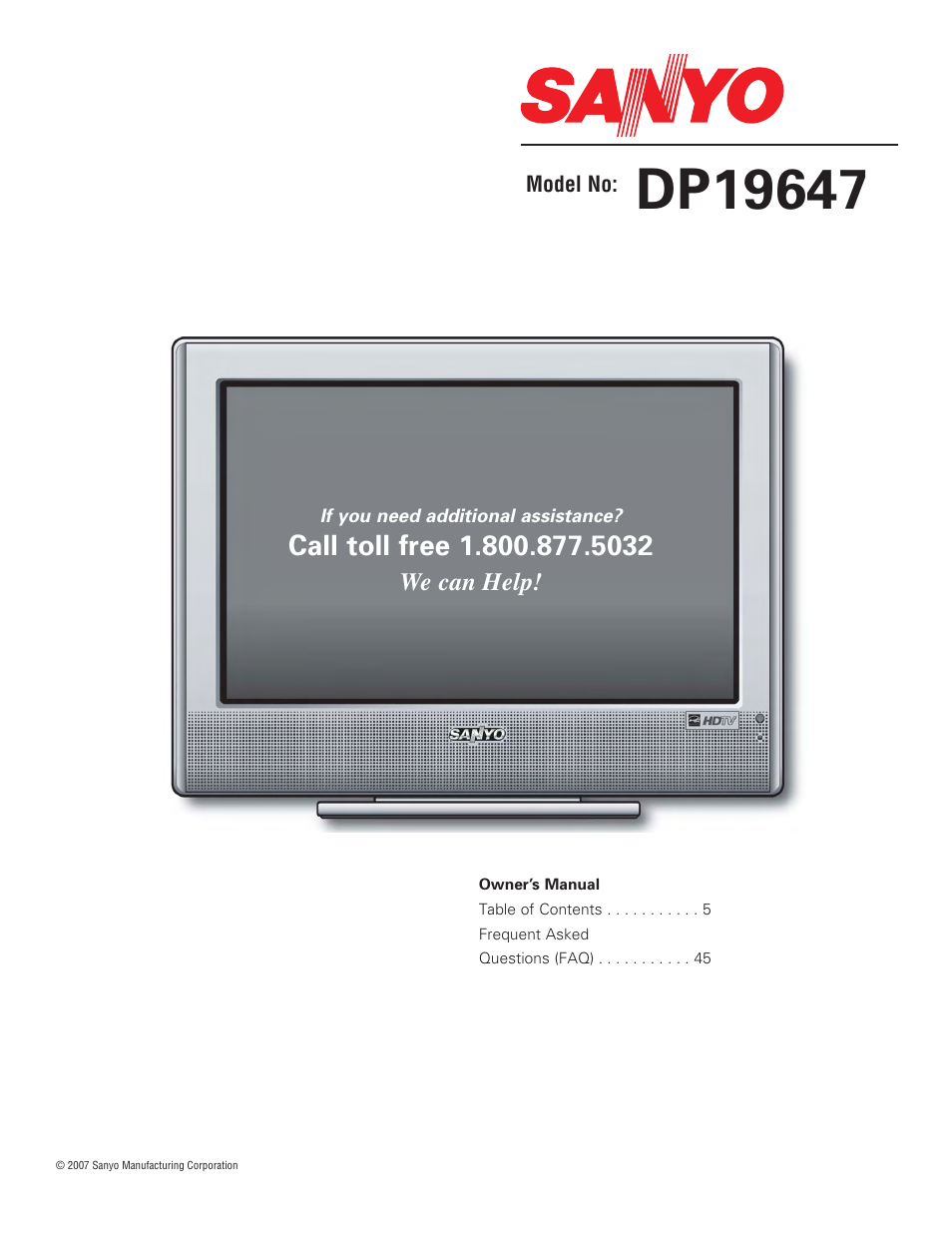 Sanyo DP19647 User Manual | 46 pages