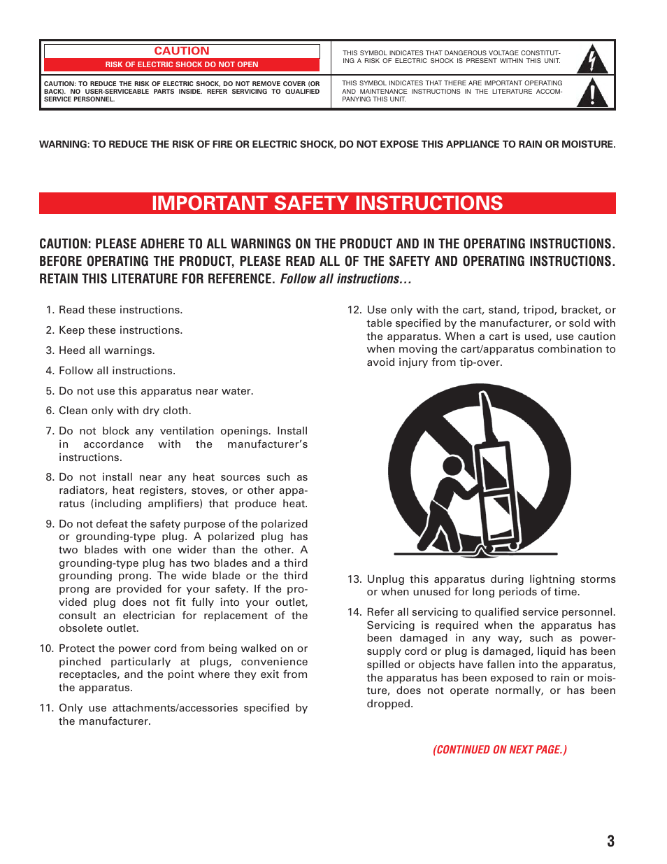 Important safety instructions, Follow all instructions | Sanyo DP19647 User Manual | Page 3 / 46