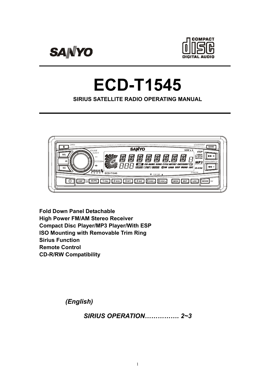 Sanyo ECD-T1545 User Manual | 32 pages