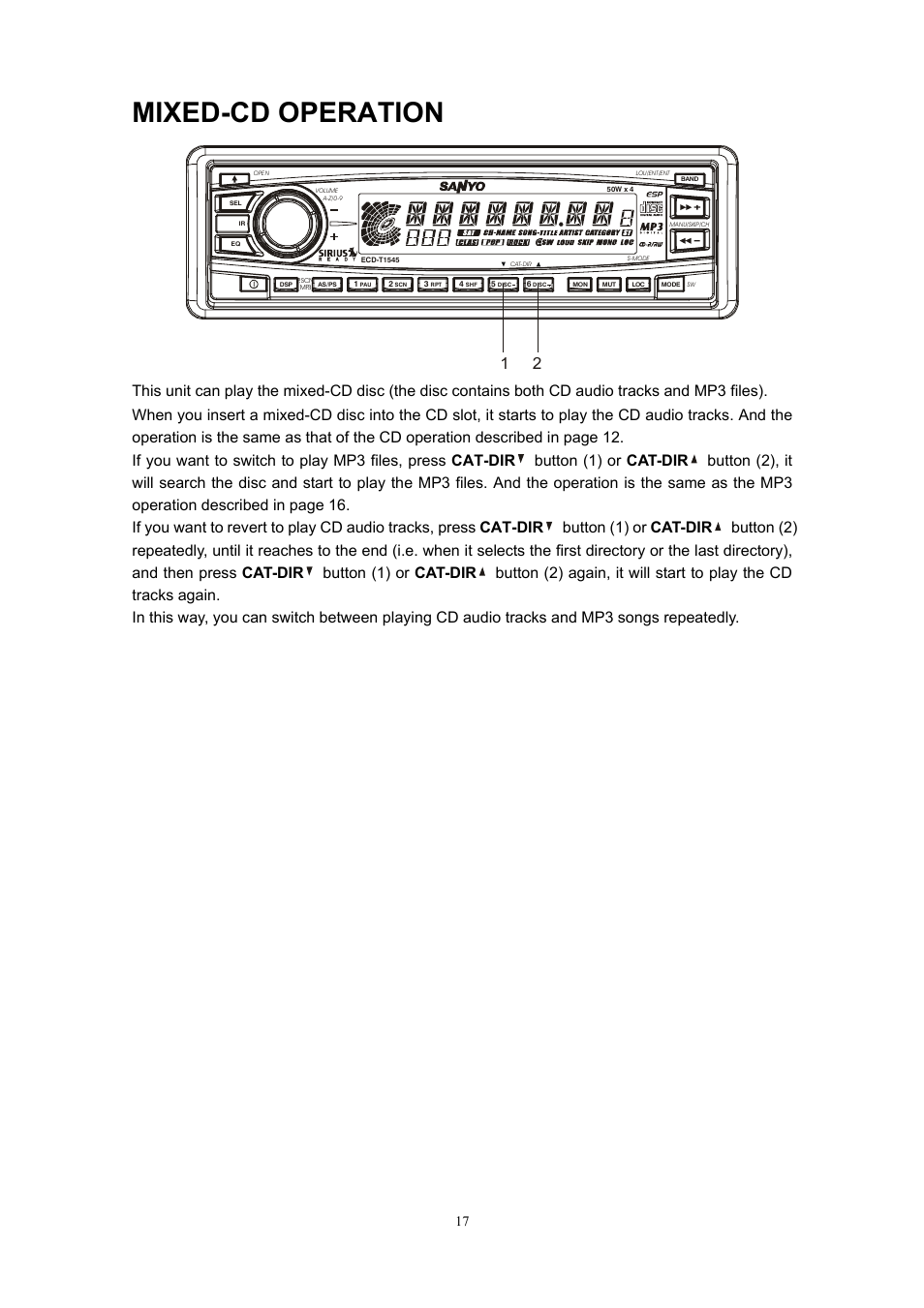 Mixed-cd operation | Sanyo ECD-T1545 User Manual | Page 20 / 32
