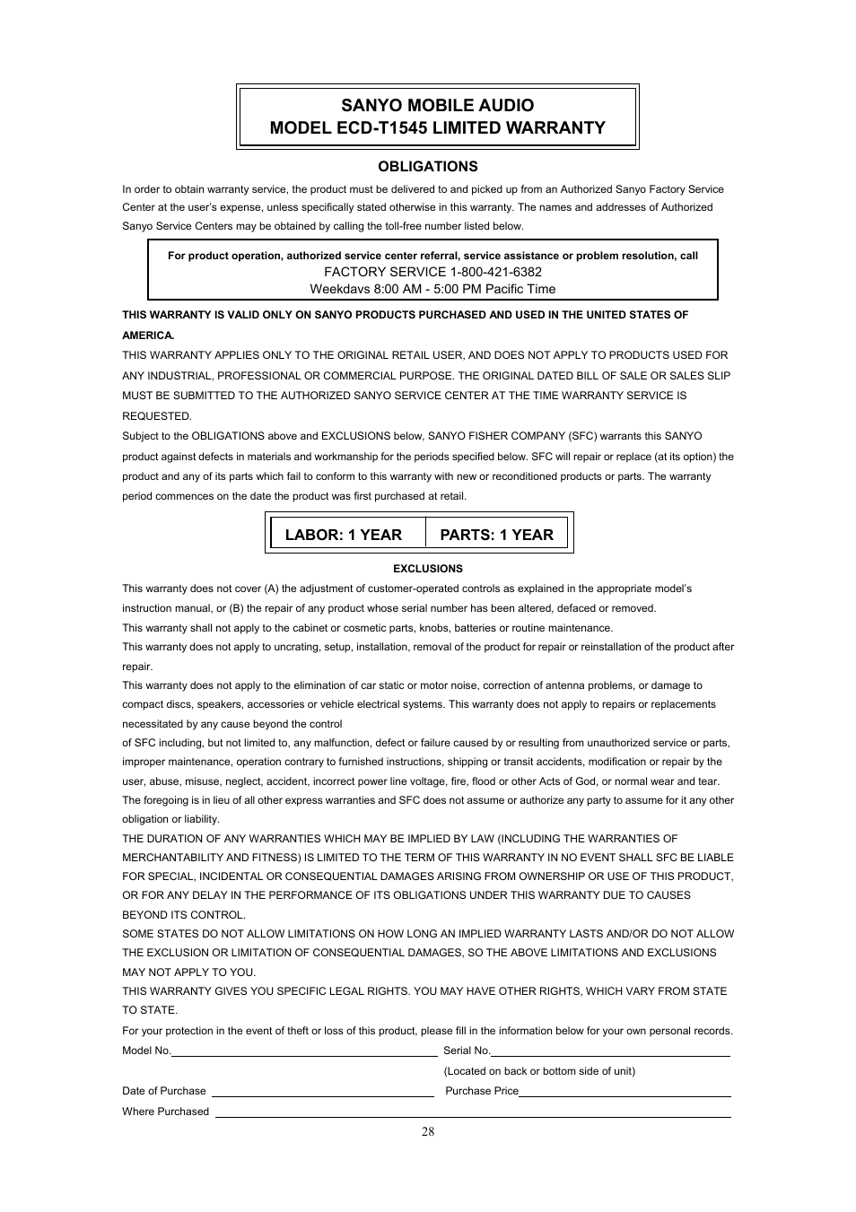 Sanyo ECD-T1545 User Manual | Page 31 / 32