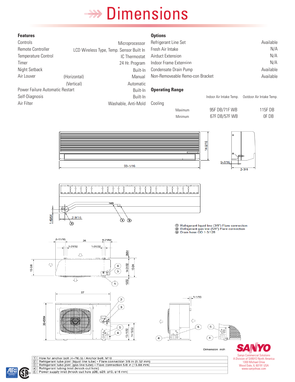 Dimensions | Sanyo 26KS72R User Manual | Page 2 / 2