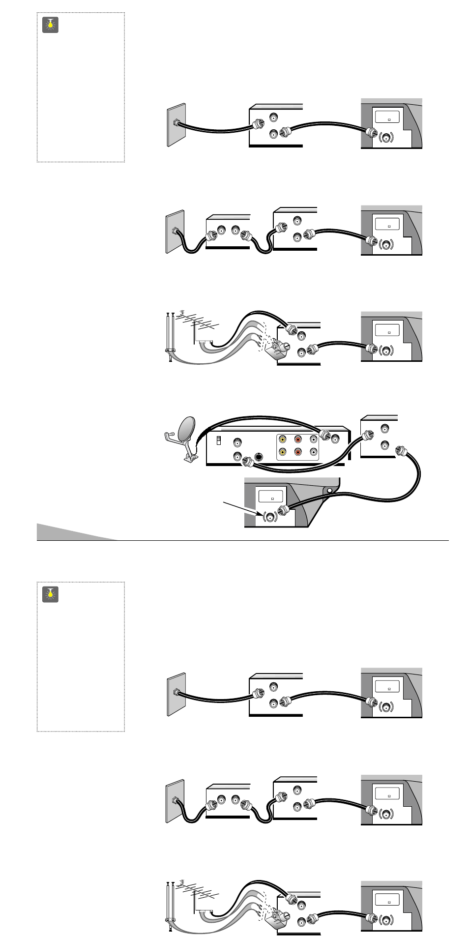 Basic hookup methods, Quicktips, Outdoor or indoor antenna with vcr and tv | Sanyo AVM-1309S User Manual | Page 4 / 44