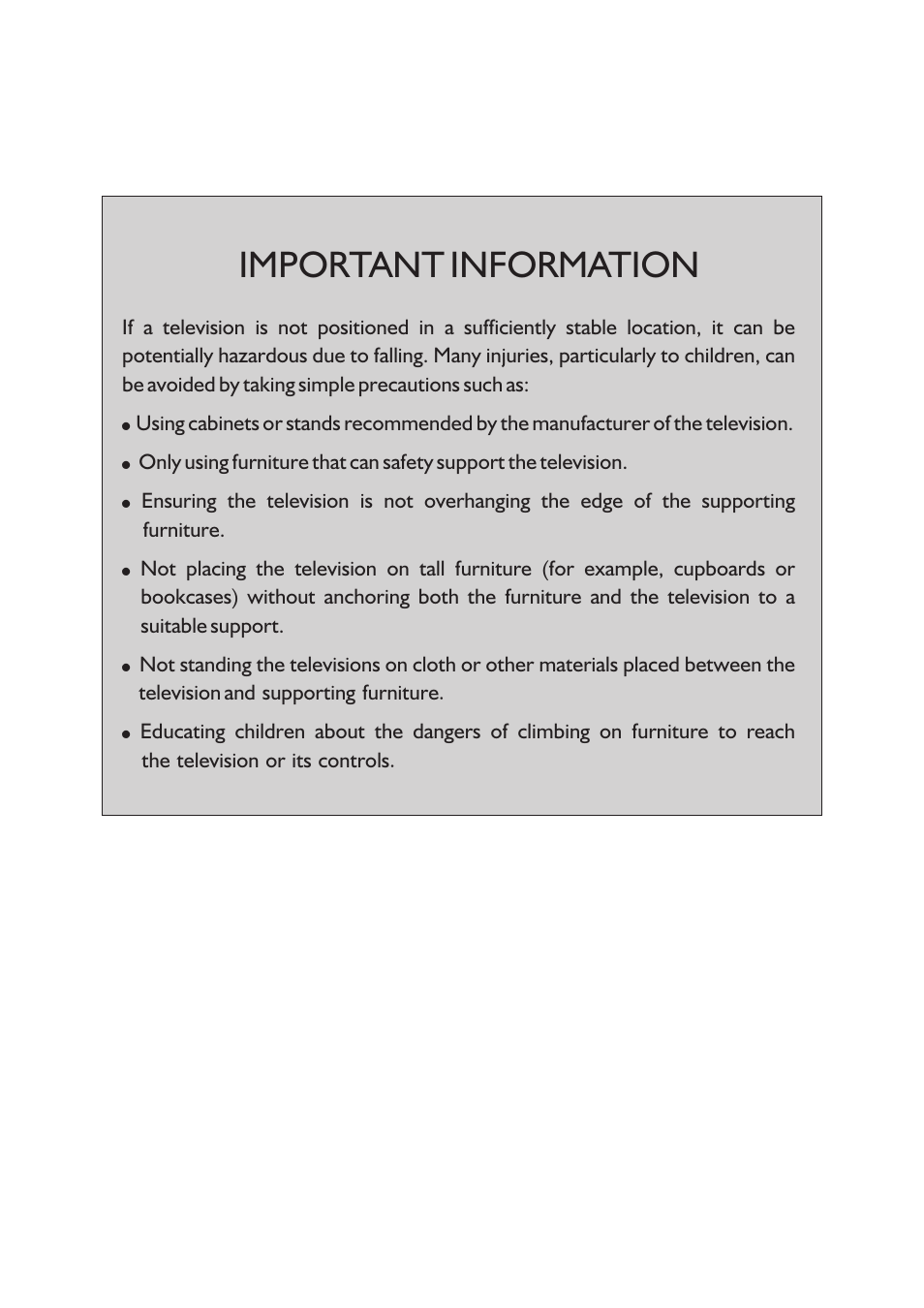 Important information | Sanyo LCD-37XR9SDA User Manual | Page 2 / 41