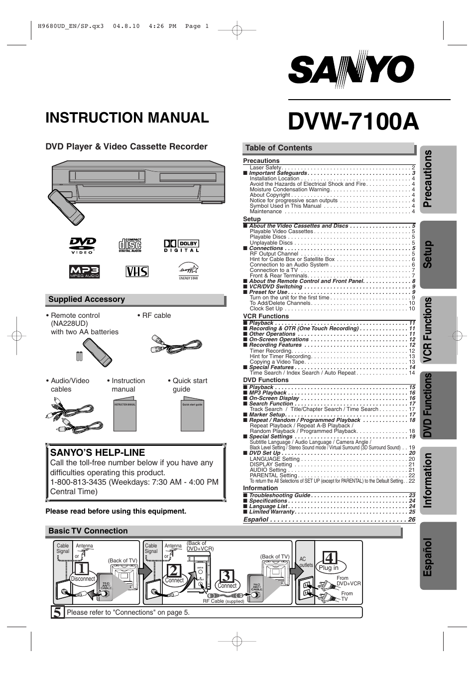 Sanyo DVW-7100a User Manual | 44 pages