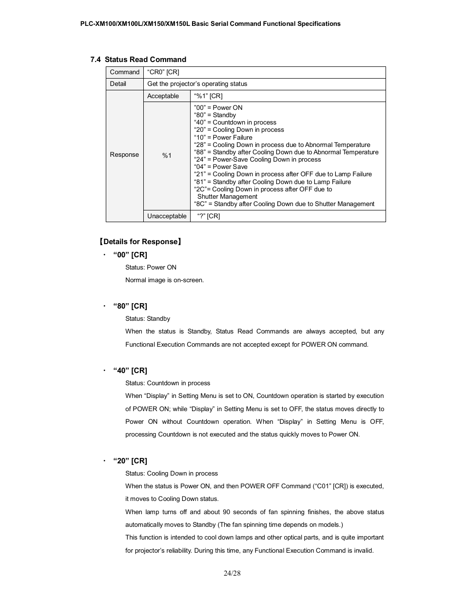 Sanyo PLC-XM100L User Manual | Page 24 / 28