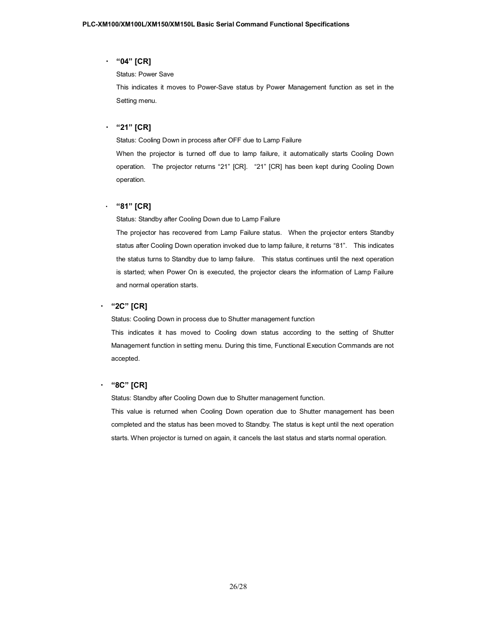 Sanyo PLC-XM100L User Manual | Page 26 / 28
