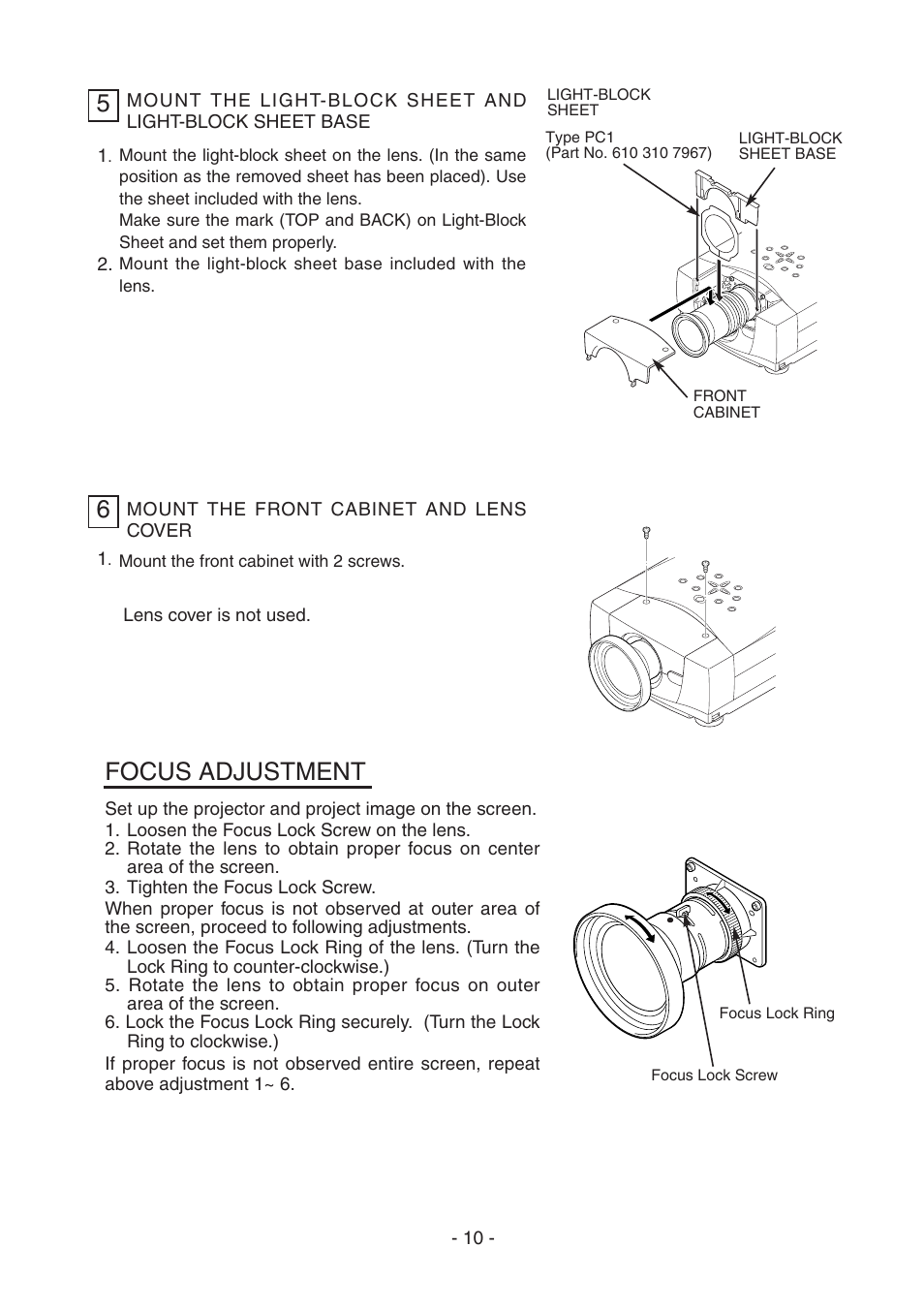 Focus adjustment | Sanyo LNS-W32 User Manual | Page 10 / 10