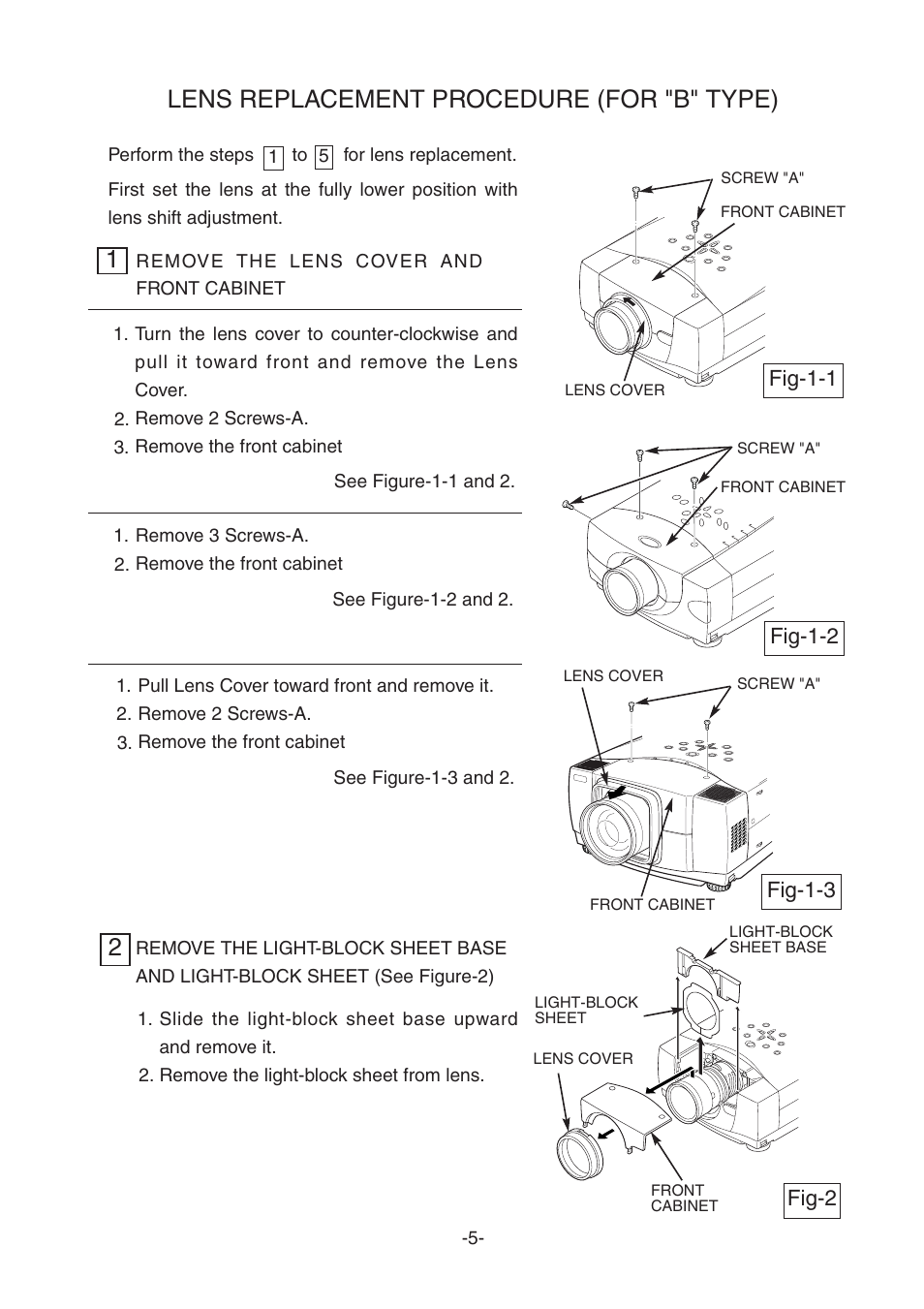 Lens replacement procedure (for "b" type) | Sanyo LNS-W32 User Manual | Page 5 / 10