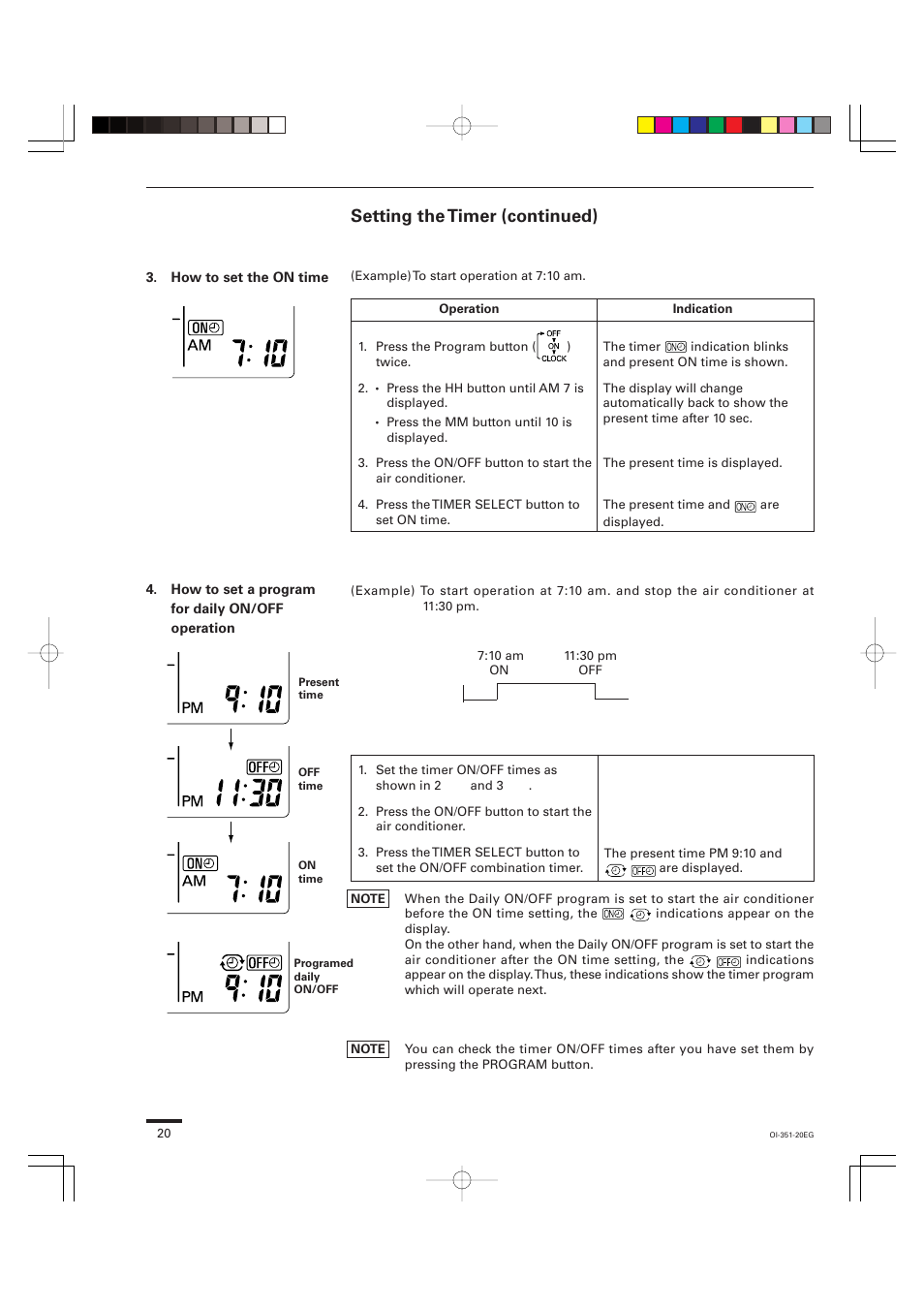 Setting the timer (continued) | Sanyo KHS0951 User Manual | Page 20 / 28