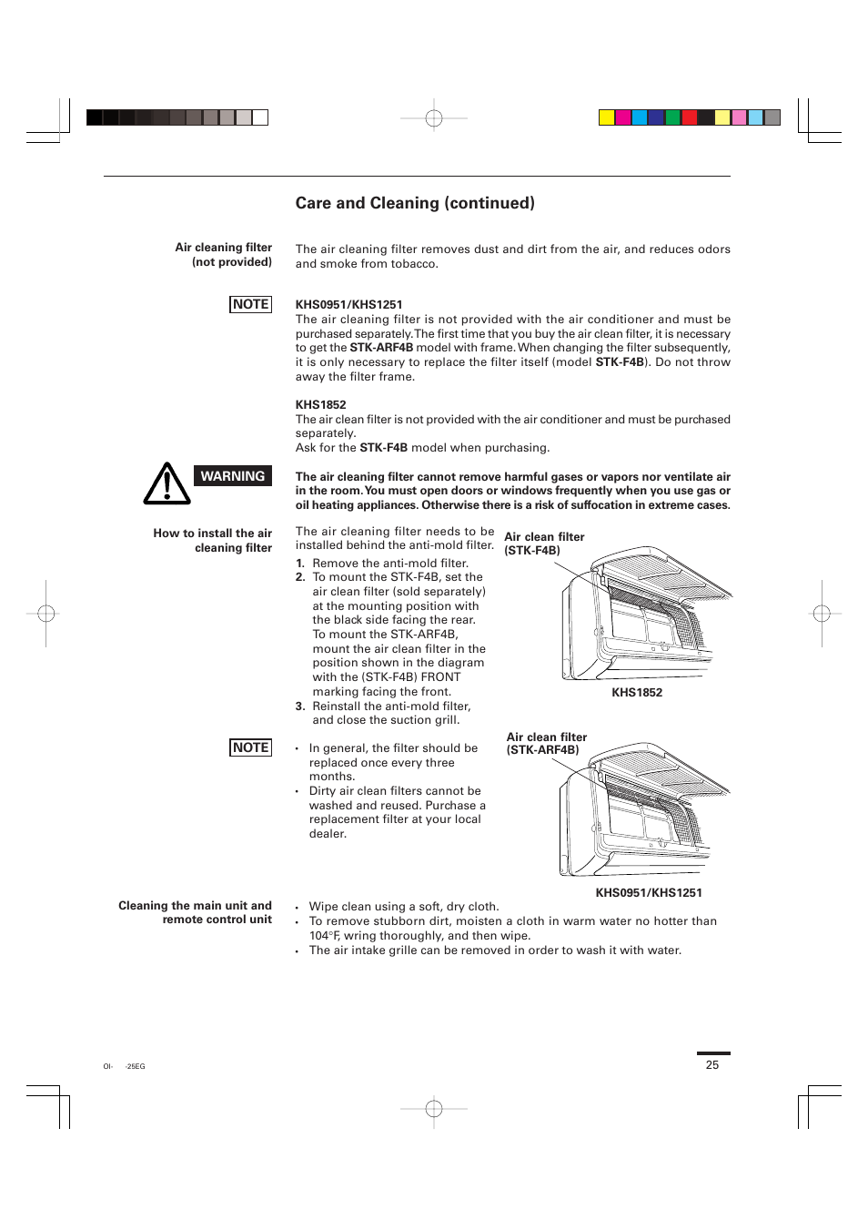 Care and cleaning (continued) | Sanyo KHS0951 User Manual | Page 25 / 28