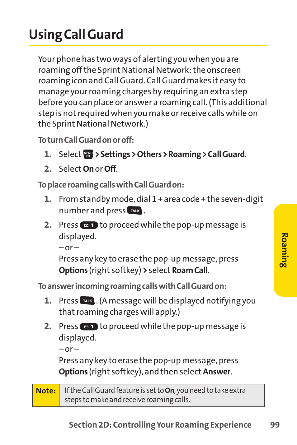 Using call guard | Sanyo SCP-3200 User Manual | Page 115 / 281