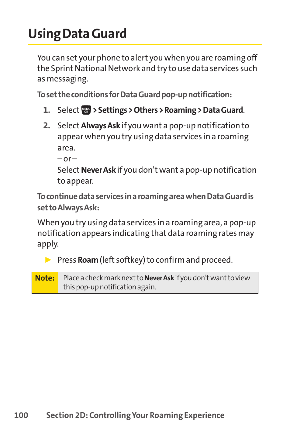 Using data guard | Sanyo SCP-3200 User Manual | Page 116 / 281