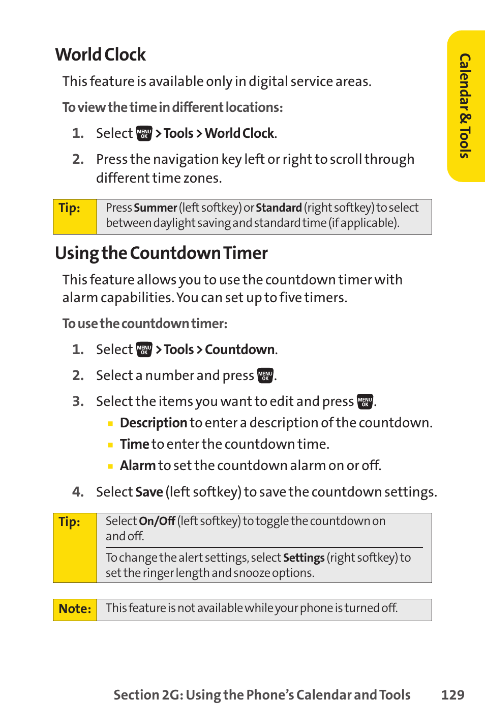 World clock, Using the countdown timer | Sanyo SCP-3200 User Manual | Page 145 / 281
