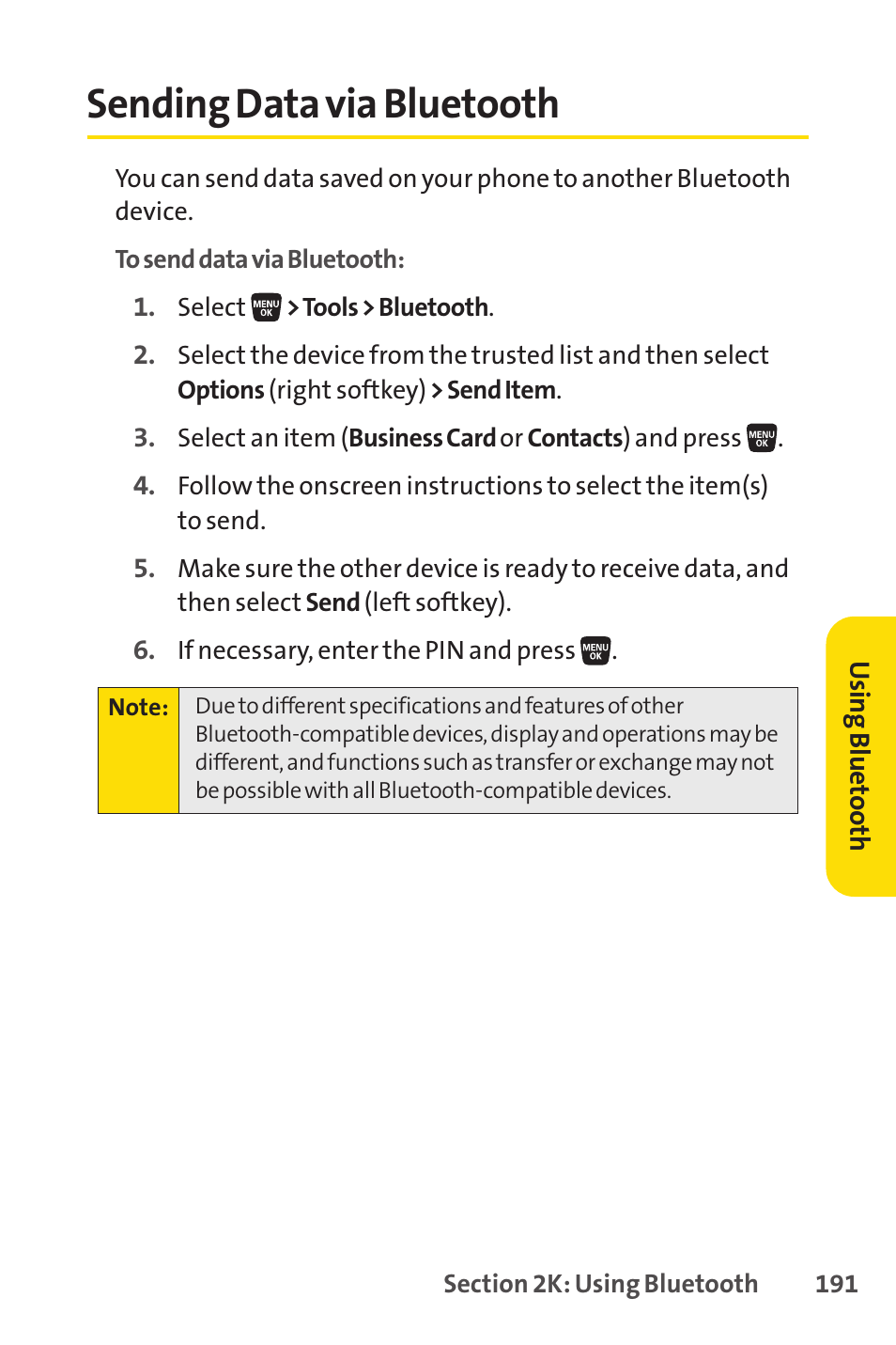 Sending data via bluetooth | Sanyo SCP-3200 User Manual | Page 207 / 281