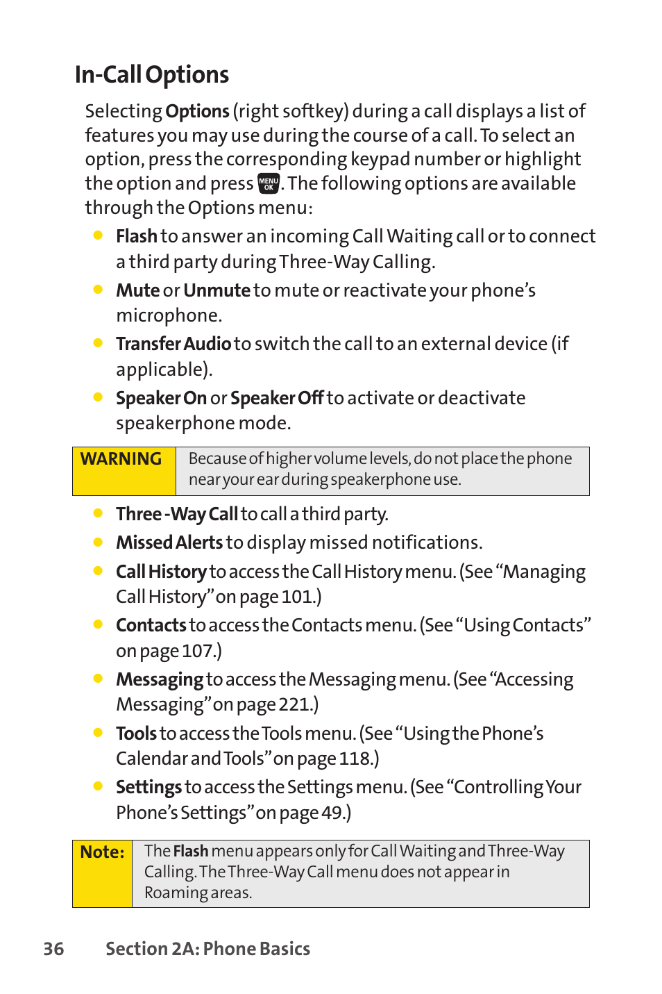 In-call options | Sanyo SCP-3200 User Manual | Page 52 / 281