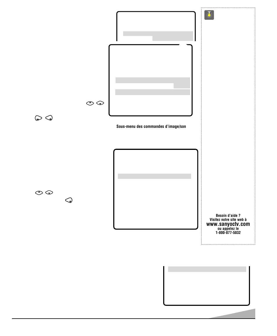 Conseils, Réglage de l'image/son, Réglage du canal initial | Sanyo DS35520 User Manual | Page 33 / 68