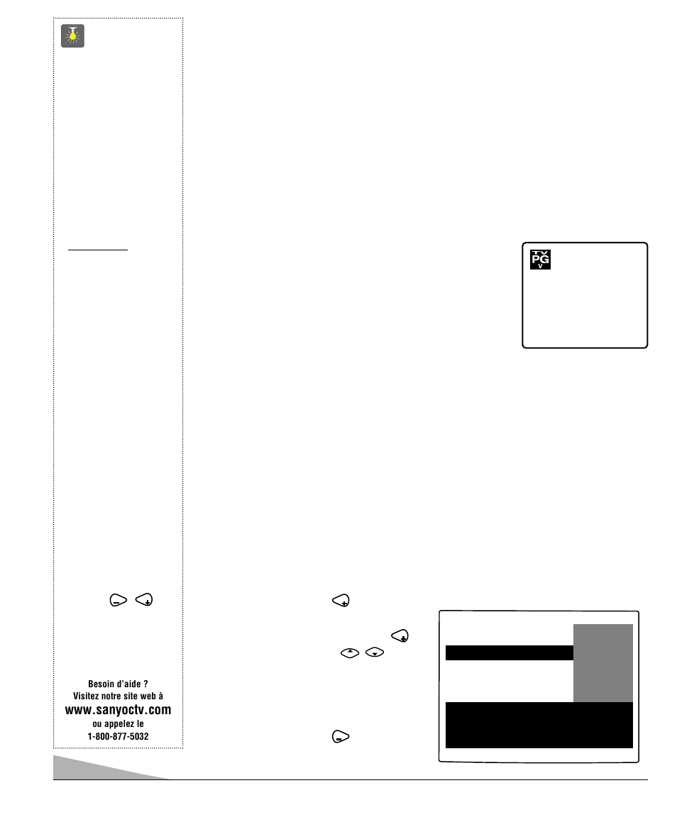 Utilisation du guide v, Conseils | Sanyo DS35520 User Manual | Page 38 / 68