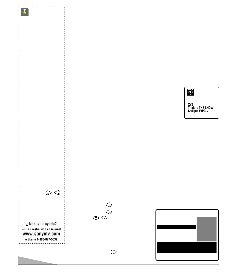 Operacion de guía-v | Sanyo DS35520 User Manual | Page 60 / 68