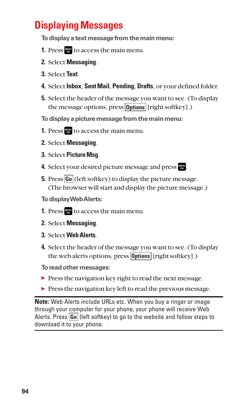 Displaying messages | Sanyo Katana Cell Phone User Manual | Page 102 / 151