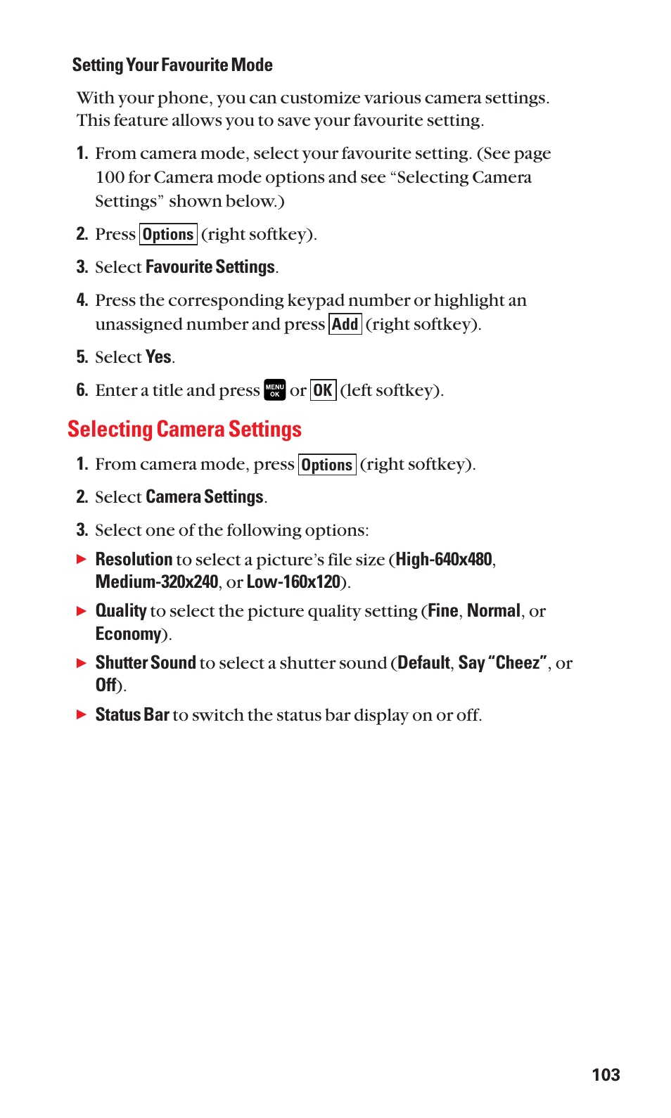 Selecting camera settings | Sanyo Katana Cell Phone User Manual | Page 111 / 151