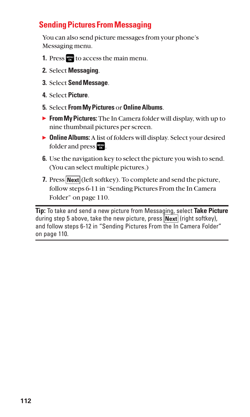 Sending pictures from messaging | Sanyo Katana Cell Phone User Manual | Page 120 / 151