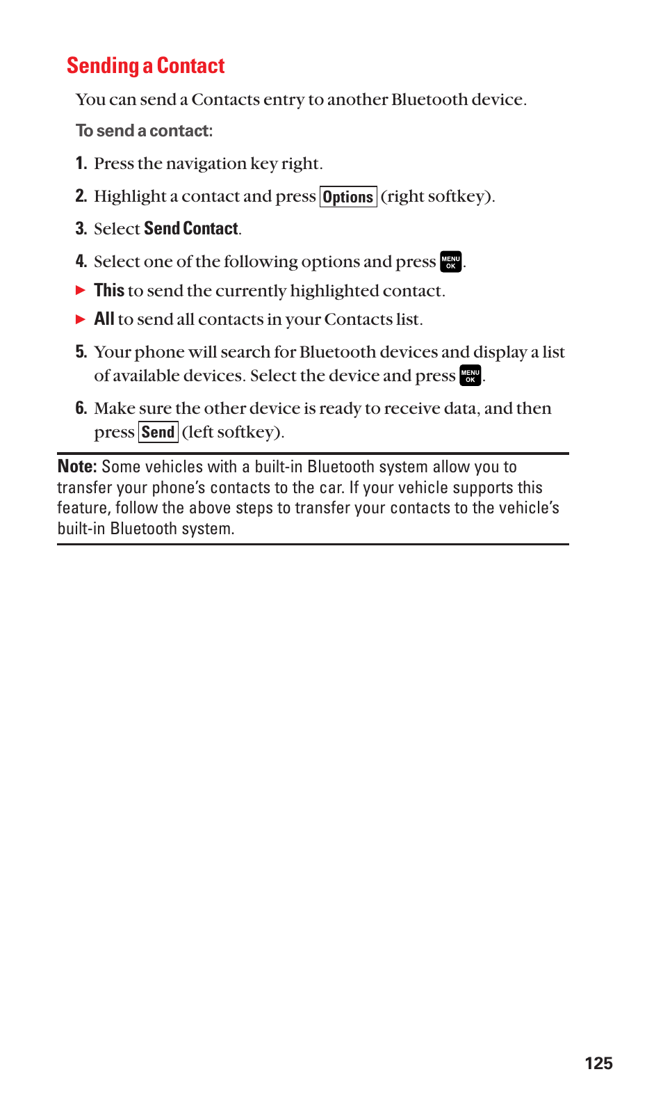 Sending a contact | Sanyo Katana Cell Phone User Manual | Page 133 / 151