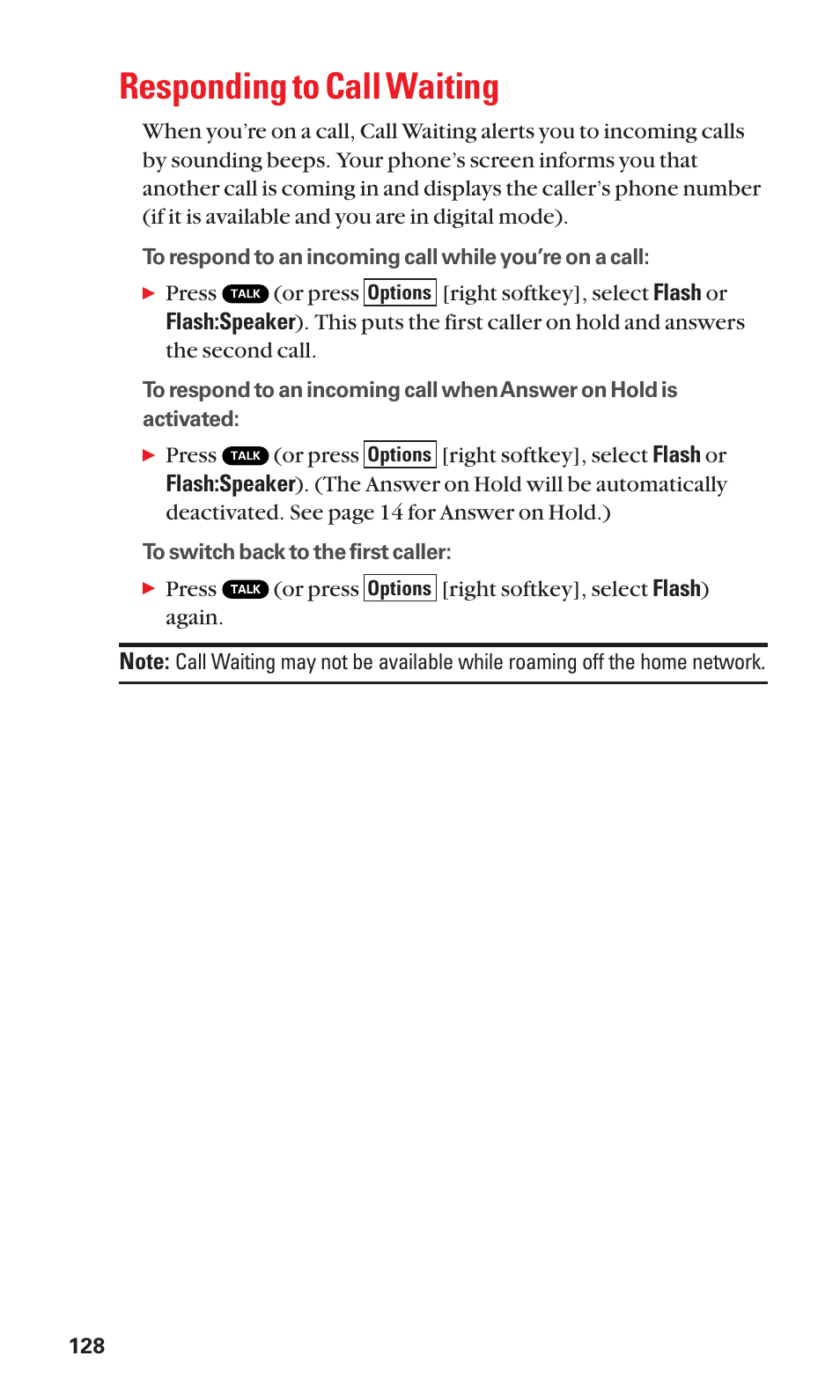 Responding to call waiting | Sanyo Katana Cell Phone User Manual | Page 136 / 151