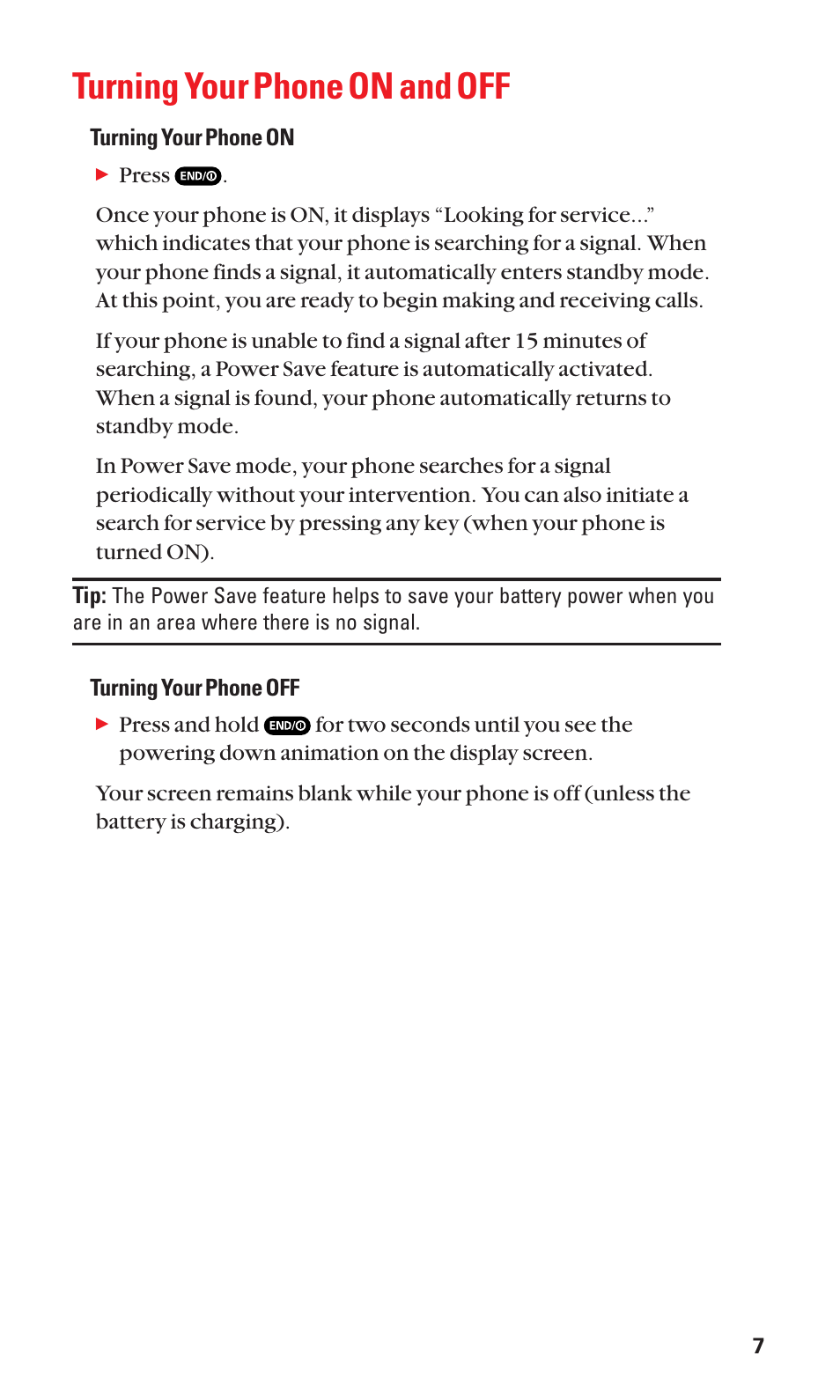 Turning your phone on and off | Sanyo Katana Cell Phone User Manual | Page 15 / 151