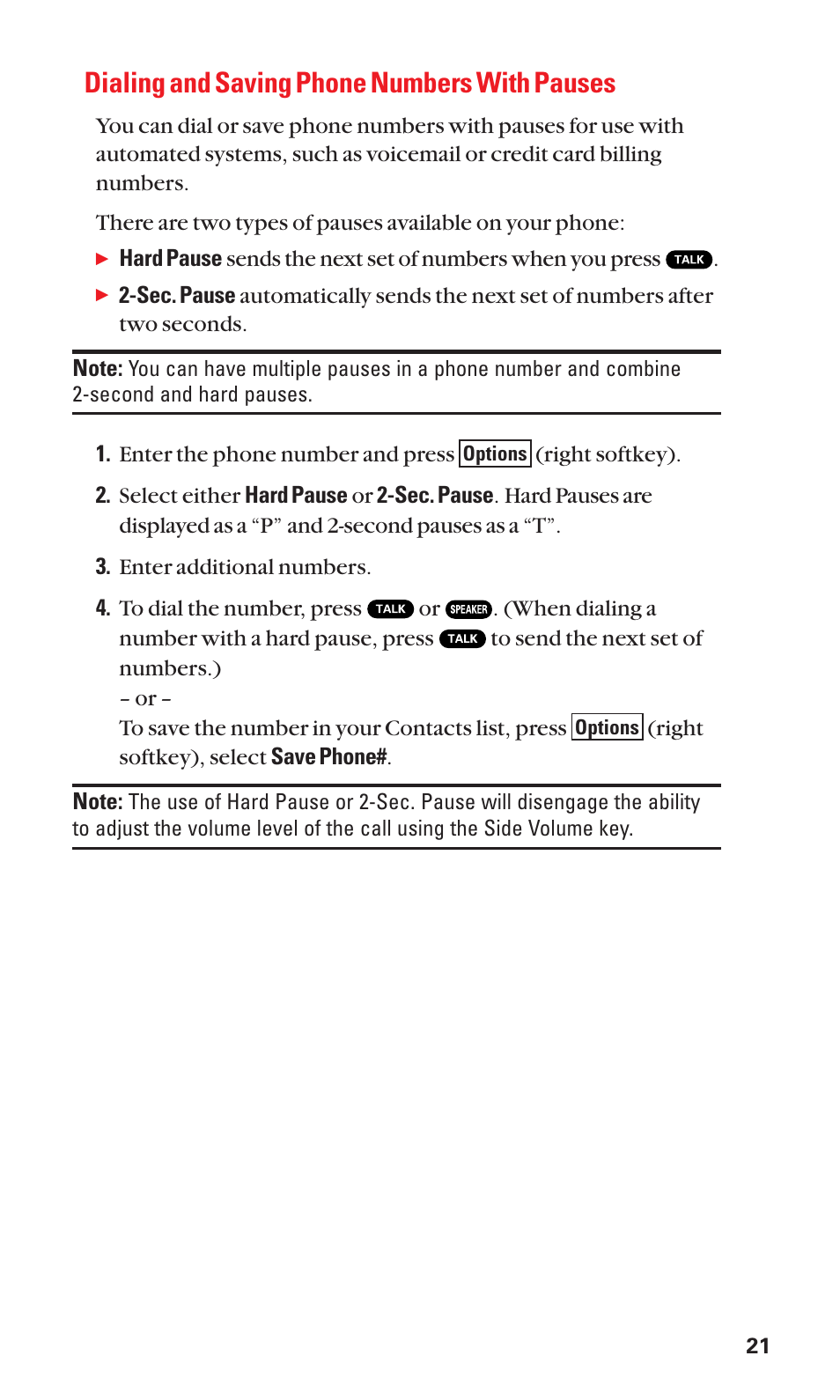 Dialing and saving phone numbers with pauses | Sanyo Katana Cell Phone User Manual | Page 29 / 151