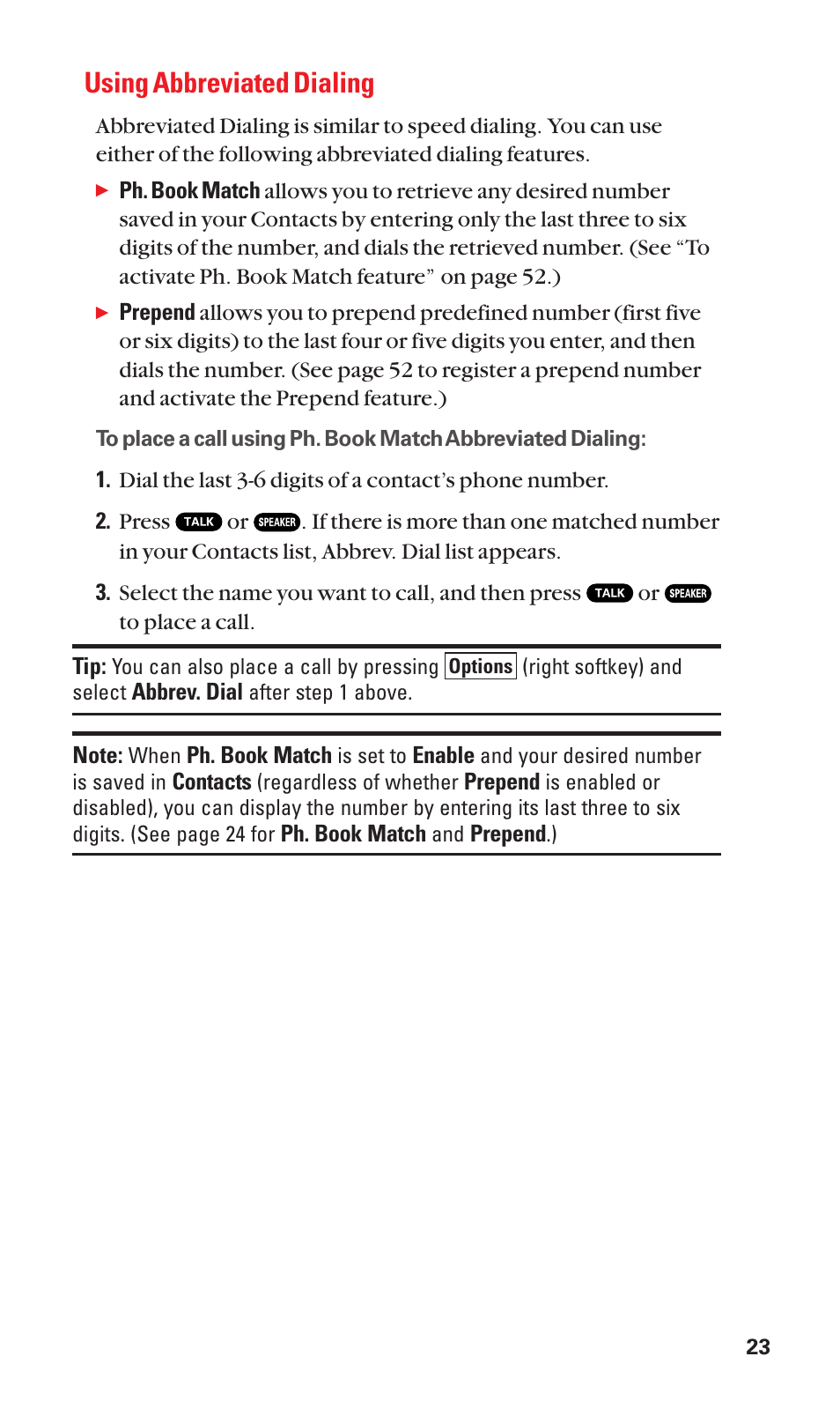 Using abbreviated dialing | Sanyo Katana Cell Phone User Manual | Page 31 / 151