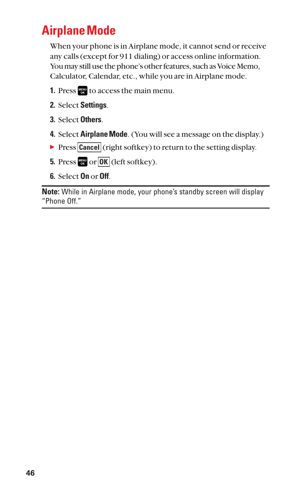 Airplane mode | Sanyo Katana Cell Phone User Manual | Page 54 / 151