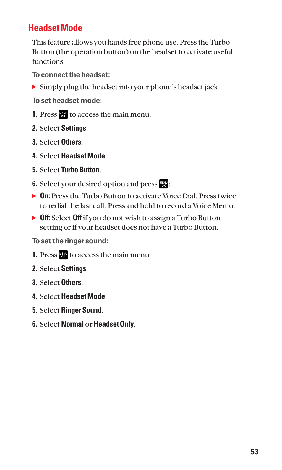 Headset mode | Sanyo Katana Cell Phone User Manual | Page 61 / 151