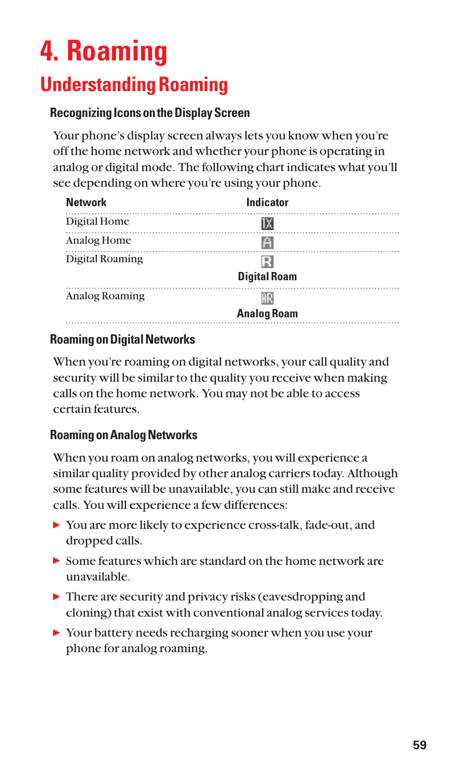 Roaming, Understanding roaming | Sanyo Katana Cell Phone User Manual | Page 67 / 151