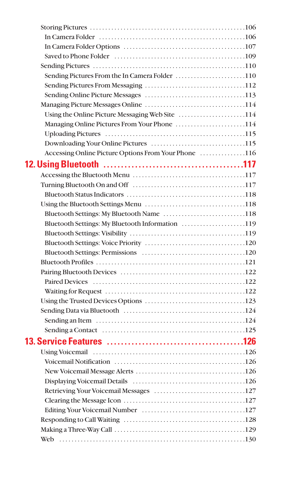 Using bluetooth, Service features | Sanyo Katana Cell Phone User Manual | Page 7 / 151