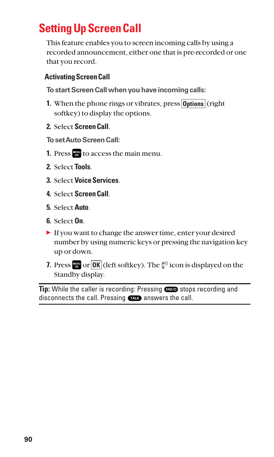 Setting up screen call | Sanyo Katana Cell Phone User Manual | Page 98 / 151