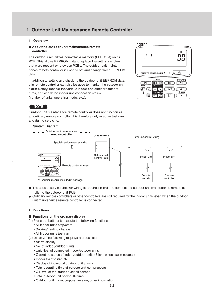 Outdoor unit maintenance remote controller 1/2, Outdoor unit maintenance remote controller | Sanyo CHX06052 User Manual | Page 180 / 190