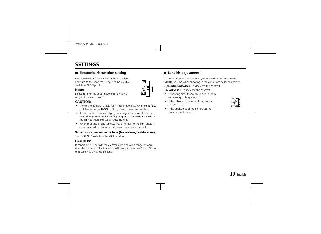 Settings | Sanyo VCB-3572IRP User Manual | Page 11 / 15