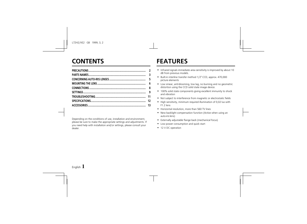Sanyo VCB-3572IRP User Manual | Page 2 / 15
