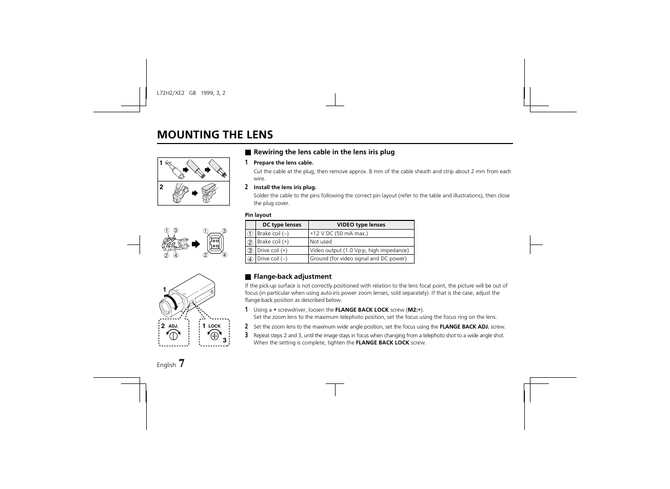 Mounting the lens | Sanyo VCB-3572IRP User Manual | Page 8 / 15