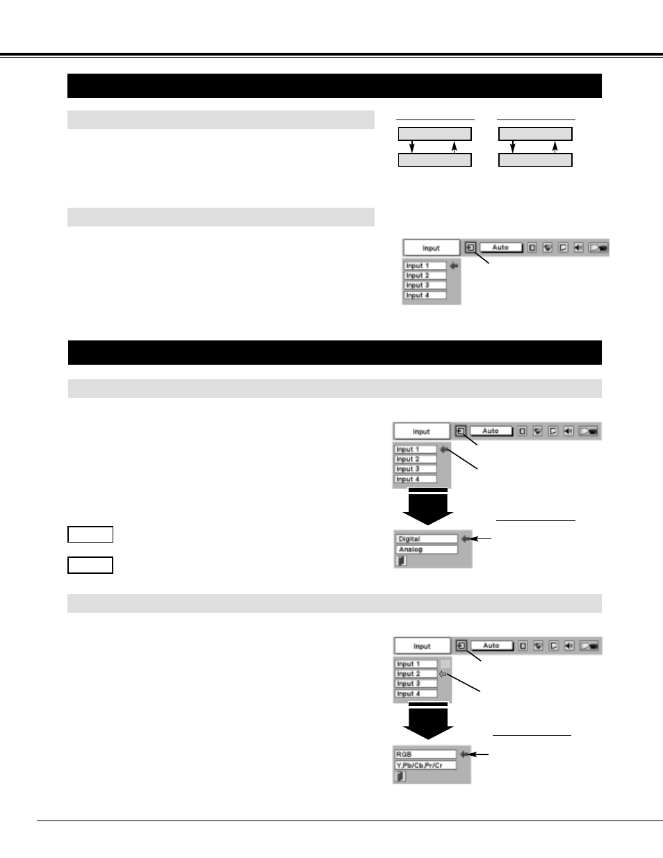26 computer input, Selecting computer system, Selecting input source | Sanyo PLC-XF40 User Manual | Page 26 / 52