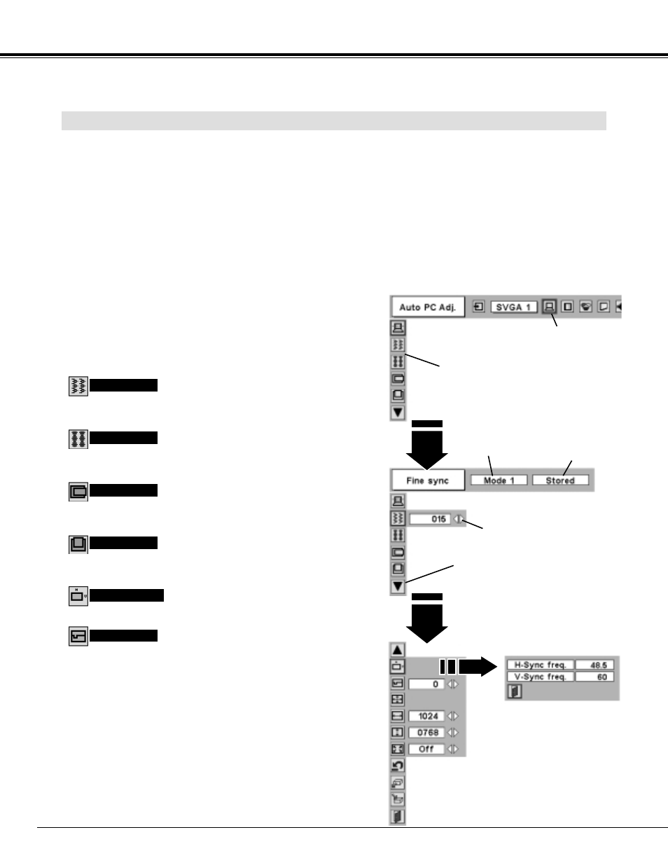 Computer input manual pc adjustment | Sanyo PLC-XF40 User Manual | Page 30 / 52